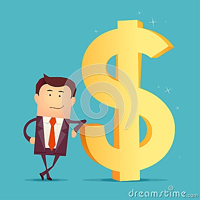 Businessman with dollar sign vector illustration. Successful business concept Vector Illustration