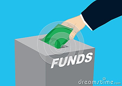 Businessman Donate Money and Charity for a Fund Vector Illustration