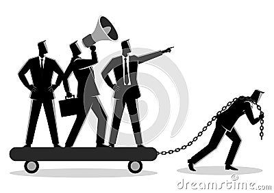 Businessman dragging his bossy coworkers Vector Illustration