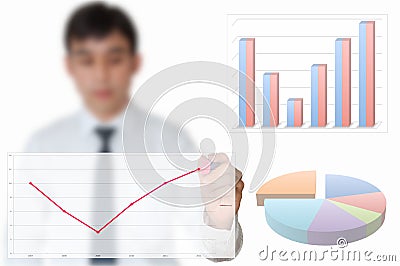 Businessman draw graph for year 2012 Stock Photo