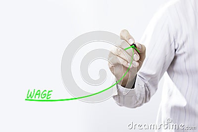 Businessman draw growing line symbolize growing wage Stock Photo