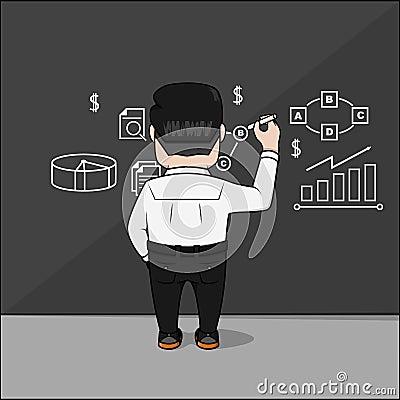 Businessman Drawing Company Strategy Color Illustration Vector Illustration