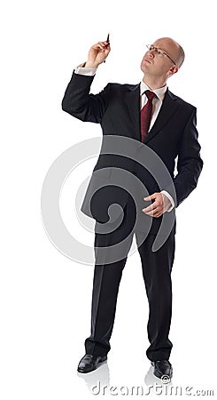 Businessman drawing on copyspace Stock Photo