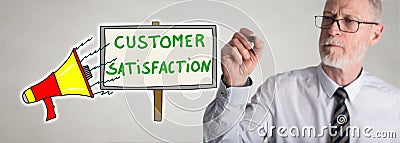 Businessman drawing customer satisfaction concept Stock Photo