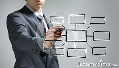 Businessman drawing an empty diagram Stock Photo