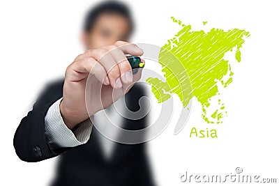 Businessman drawing a map. Stock Photo