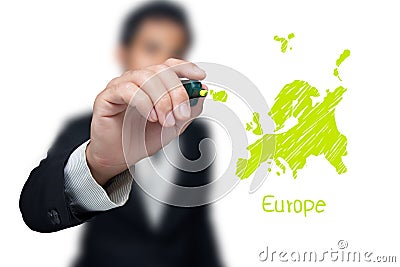 Businessman drawing a map. Stock Photo