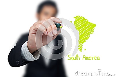 Businessman drawing a map. Stock Photo