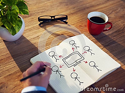 Businessman Drawing Television Broadcasting Concept Stock Photo