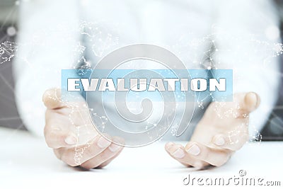 Businessman is drawing on virtual screen. evaluation concept Stock Photo