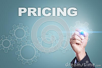 Businessman drawing on virtual screen. pricing concept Stock Photo