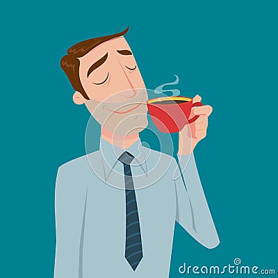 Businessman drinking coffee. Vector Illustration