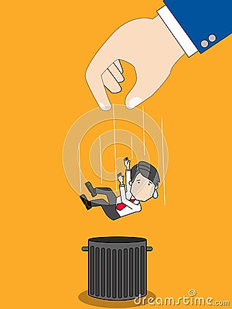 Businessman dropped into trash can Vector Illustration