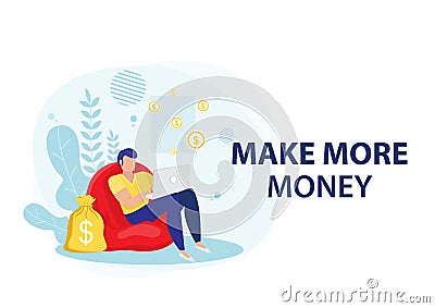 Businessman earning money from online business. Online business concept Vector Illustration