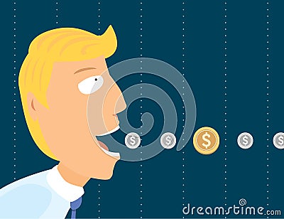 Businessman eating coins Stock Photo