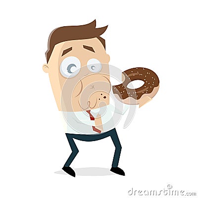 Businessman eating a delicious donut Vector Illustration