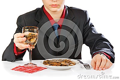 Businessman eating money Stock Photo