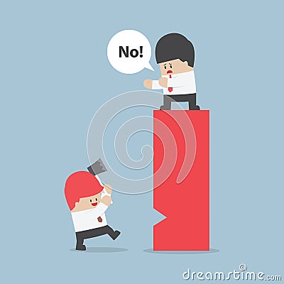 Businessman eliminate rival by destroy their business Vector Illustration