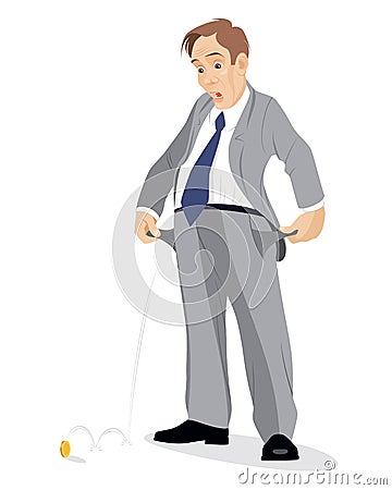 Businessman with empty pockets Vector Illustration