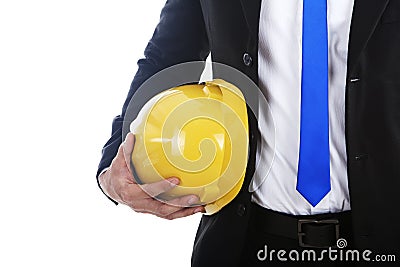 Businessman with engineer helmet Stock Photo