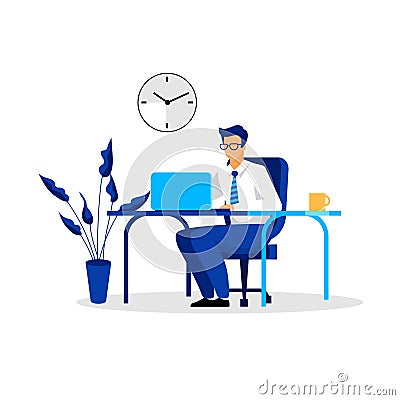 Businessman working in office vector illustration Vector Illustration