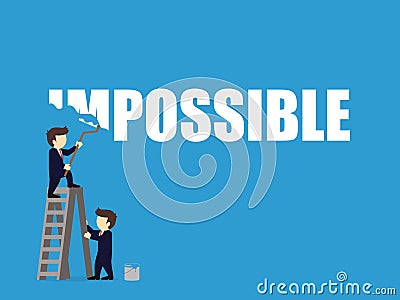 Businessman erasing the word impossible. Vector Illustration