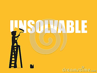 Businessman erasing the word impossible. Cartoon Illustration