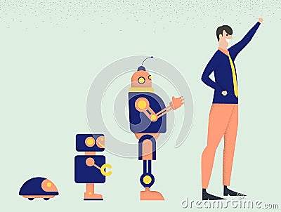 Businessman evolution from robots Vector Illustration