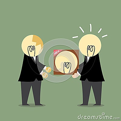 Businessman exchange dollar with light bulb idea success Vector Illustration
