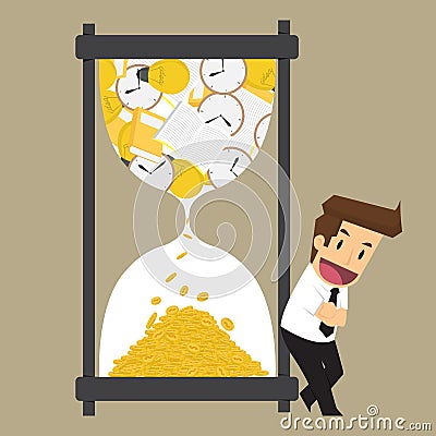 Businessman exchange knowledge and time to money Vector Illustration