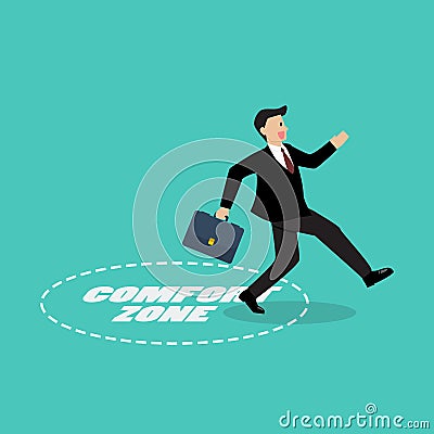 Businessman exit from comfort zone Vector Illustration