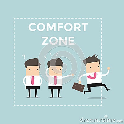 Businessman exit from comfort zone. Vector Illustration
