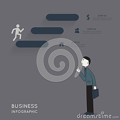 Businessman explaining about infographic Vector Illustration