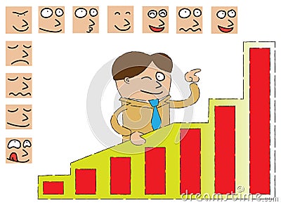 Businessman with expressions Vector Illustration