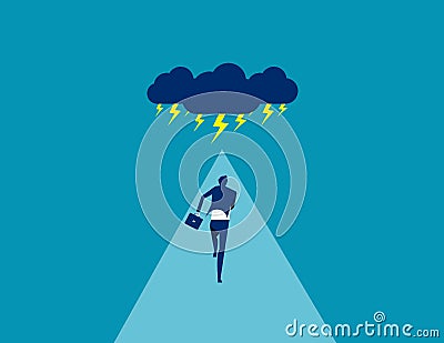 Businessman facing storm. Concept business vector illustration, Storm Cloud, Challenge, Risk Vector Illustration