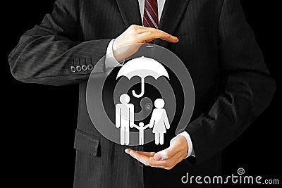 Businessman, family/ life insurance concept Stock Photo