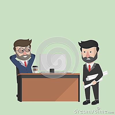 Businessman Feel Enjoy In Work Color Illustration Vector Illustration