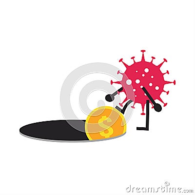 Concept of COVID-19 corona virus impact to businessman. Investor lost all their assets concept. Financial crisis help policy. Doll Stock Photo