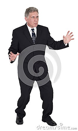 Businessman Fight Wrestle Struggle, Isolated Stock Photo