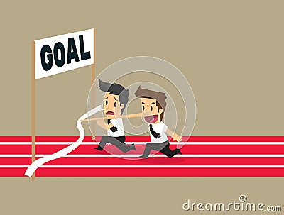 Businessman finish goal Win with the long nose Vector Illustration