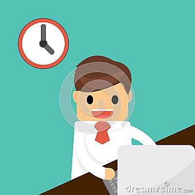 Businessman finish working . Business concept . Vector Illustration