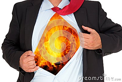 Businessman on fire Stock Photo