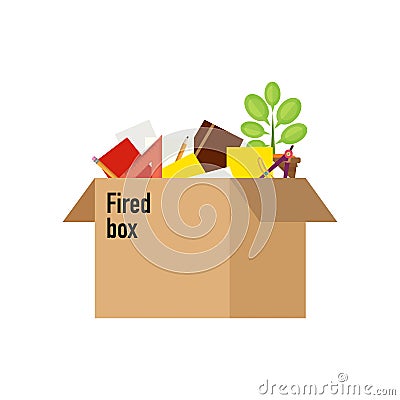 Businessman fired box with office thin Vector Illustration