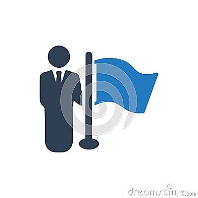 Businessman Flag Icon Vector Illustration