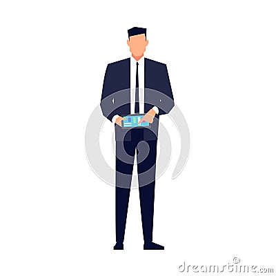 Businessman in a flat style isolated on white background. Vector Illustration