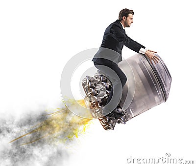 Businessman flying high Stock Photo