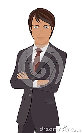 Businessman With Folded Arms Vector Illustration