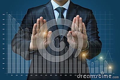 Businessman with forbidden gesture of the hand . Stock Photo