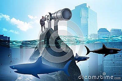 Businessman in forecasting and business planning concept Stock Photo