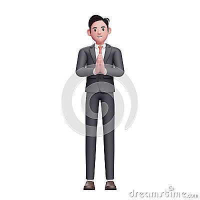 businessman in formal suit posing welcoming Stock Photo